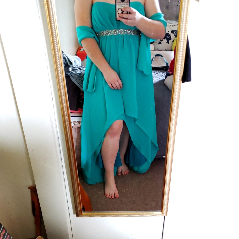 Aqua high low dress